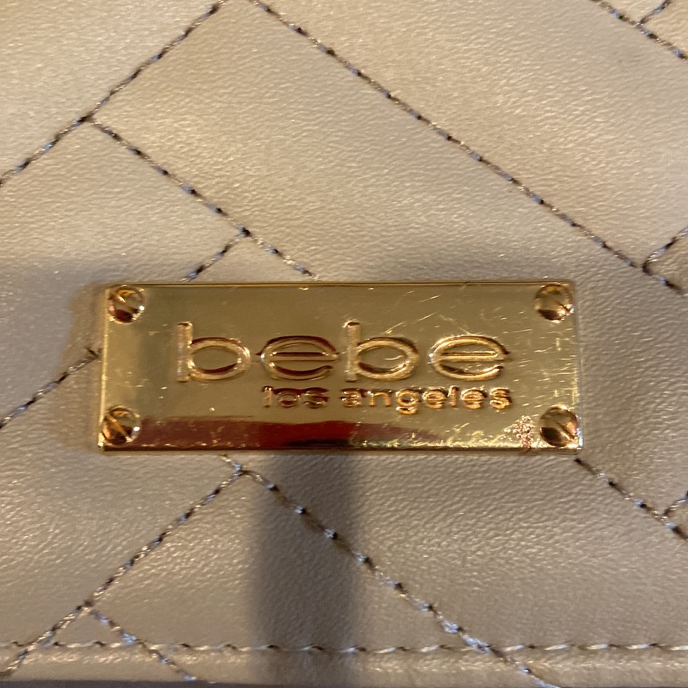 bebe Quilted Crossbody Bag Gray Gold Chain Strap Flap Y2K Shoulder Purse - Picture 5 of 17